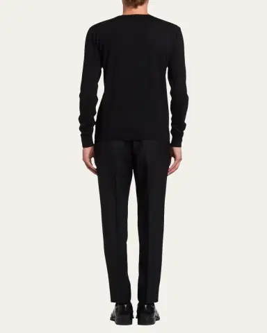 Prada Men's Worsted Wool Crewneck Sweater | Thumbnail 5 Prada Men's Worsted Wool Crewneck Sweater | Thumbnail 5