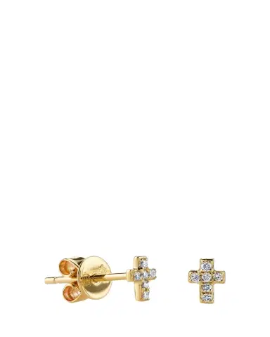 Sydney Evan 14K Yellow Gold Diamond Cross Earring, Single | Thumbnail 1