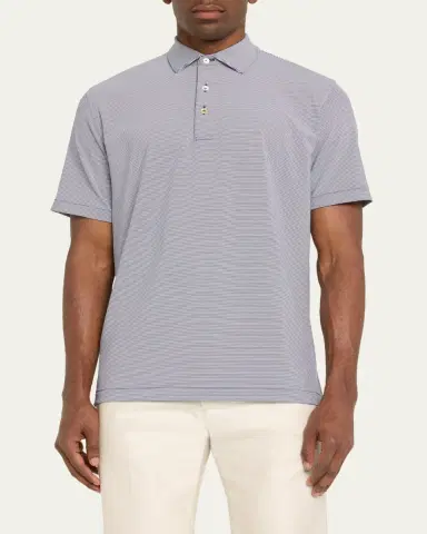 Peter Millar Men's Jubilee Stripe Stretch-Jersey Polo Shirt | Thumbnail 4