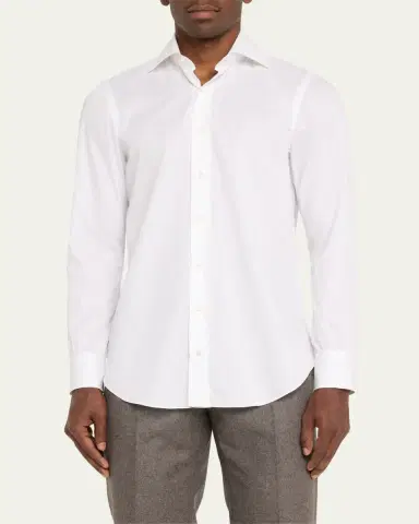 Cesare Attolini Men's Solid Cotton Sport Shirt | Thumbnail 4 Cesare Attolini Men's Solid Cotton Sport Shirt | Thumbnail 4