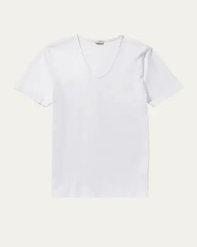 Zimmerli Men's Sea Island V-Neck Cotton T-Shirt | Thumbnail 6