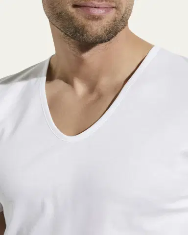 Zimmerli Men's Sea Island V-Neck Cotton T-Shirt | Thumbnail 7