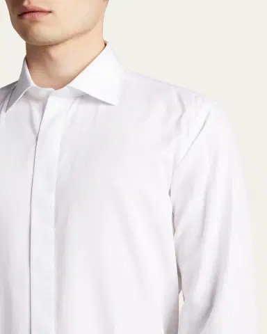 Bergdorf Goodman Men's Formal Twill Fly-Front Dress Shirt | Thumbnail 5 Bergdorf Goodman Men's Formal Twill Fly-Front Dress Shirt | Thumbnail 5