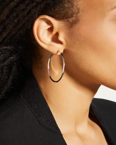 Lana 45mm 14K Gold Thin Pointed Royale Hoops | Thumbnail 2