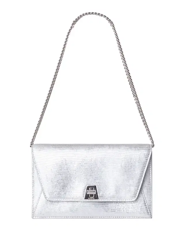 Anouk Lizard-Print Clutch Bag w/ Chain