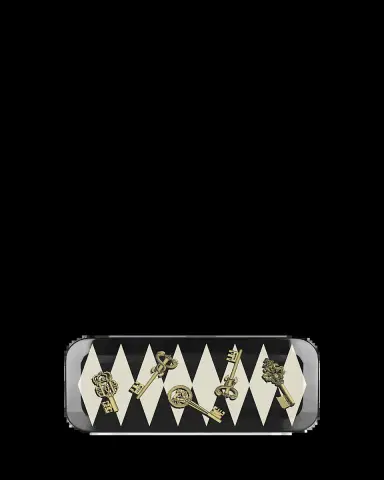 FORNASETTI Chiavi Gold and Rombi Tray - 25x60 cm | Thumbnail 2