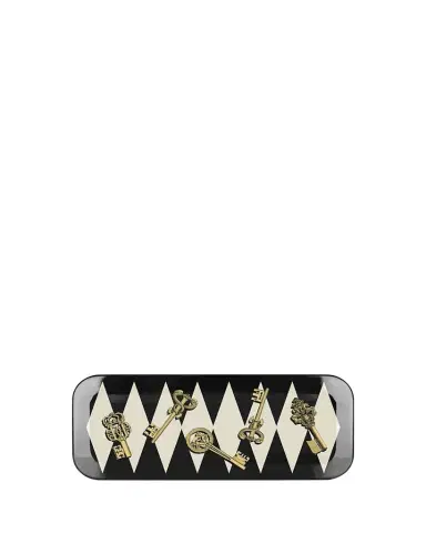 FORNASETTI Chiavi Gold and Rombi Tray - 25x60 cm | Thumbnail 1