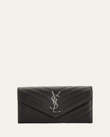 Saint Laurent YSL Monogram Large Flap Wallet in Grained Leather | Thumbnail 2 Saint Laurent YSL Monogram Large Flap Wallet in Grained Leather | Thumbnail 2