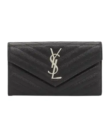 Saint Laurent YSL Monogram Large Flap Wallet in Grained Leather | Thumbnail 1 Saint Laurent YSL Monogram Large Flap Wallet in Grained Leather | Thumbnail 1