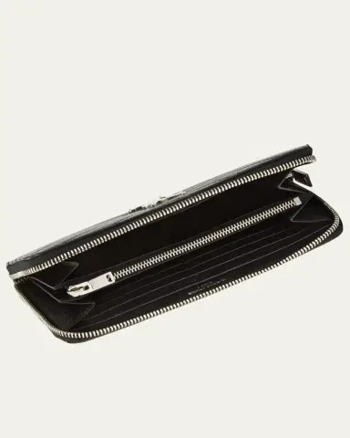Saint Laurent YSL Monogram Large Zip Wallet in Grained Leather | Thumbnail 2