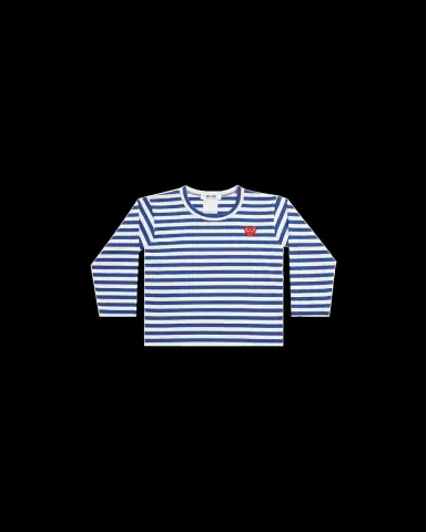 Comme des Garçons Kid's Signature Heart Striped Long-Sleeve T-Shirt, Size 2- | Thumbnail 2