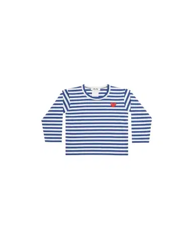Comme des Garçons Kid's Signature Heart Striped Long-Sleeve T-Shirt, Size 2- | Thumbnail 1