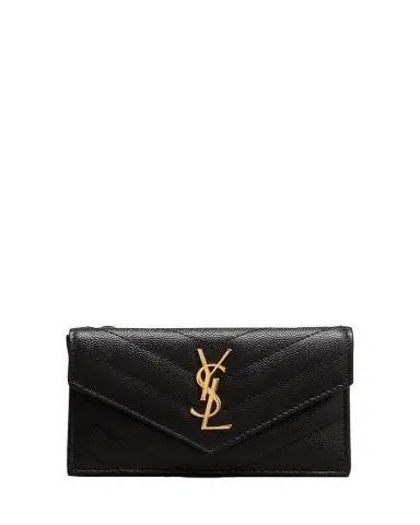 Saint Laurent YSL Monogram Flap Card Case in Grained Leather | Thumbnail 1 Saint Laurent YSL Monogram Flap Card Case in Grained Leather | Thumbnail 1