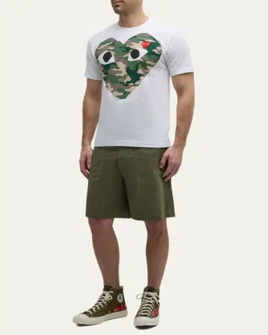 Comme des Garçons Men's Camo Heart Short-Sleeve T-Shirt | Thumbnail 2