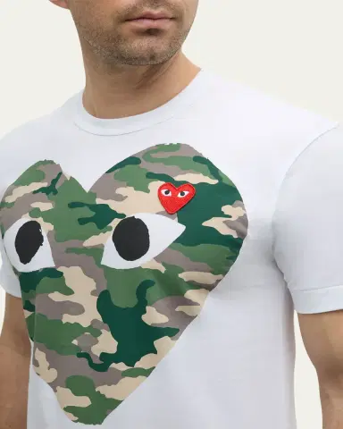 Comme des Garçons Men's Camo Heart Short-Sleeve T-Shirt | Thumbnail 5