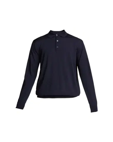 Loro Piana Men's Long-Sleeve Wool Polo Shirt | Thumbnail 1
