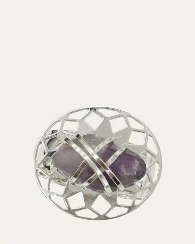 Nomi K Stone Design Amethyst Napkin Rings With Silver Plating, Set Of 4 | Thumbnail 2