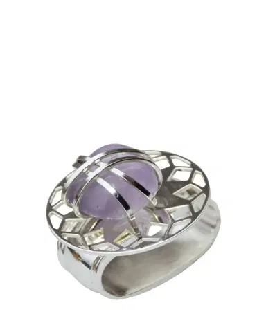 Nomi K Stone Design Amethyst Napkin Rings With Silver Plating, Set Of 4 | Thumbnail 1