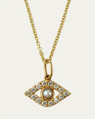 Sydney Evan 14k Diamond Evil Eye and Pearl Necklace | Thumbnail 2 Sydney Evan 14k Diamond Evil Eye and Pearl Necklace | Thumbnail 2