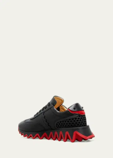 Christian Louboutin Men's Loubishark Flat Leather Red-Sole Runner Sneakers | Thumbnail 4