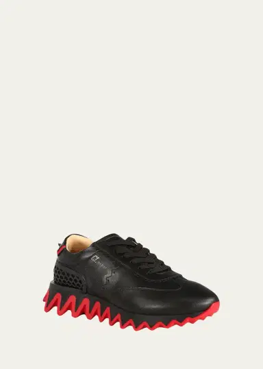 Christian Louboutin Men's Loubishark Flat Leather Red-Sole Runner Sneakers | Thumbnail 6