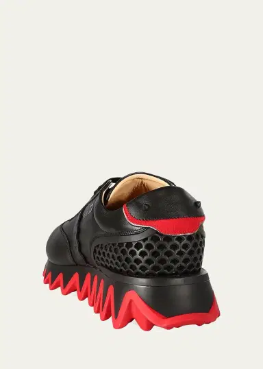 Christian Louboutin Men's Loubishark Flat Leather Red-Sole Runner Sneakers | Thumbnail 7