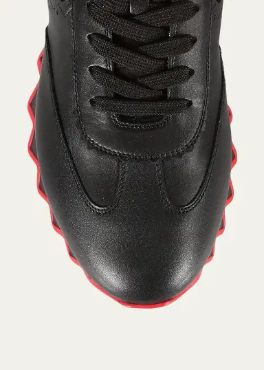 Christian Louboutin Men's Loubishark Flat Leather Red-Sole Runner Sneakers | Thumbnail 8