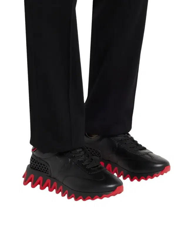 Christian Louboutin Men's Loubishark Flat Leather Red-Sole Runner Sneakers