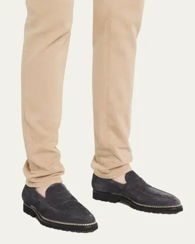 Bontoni Men's Principe Lug Sole Suede Penny Loafers | Thumbnail 11 Bontoni Men's Principe Lug Sole Suede Penny Loafers | Thumbnail 11