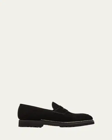 Bontoni Men's Principe Lug Sole Suede Penny Loafers | Thumbnail 6 Bontoni Men's Principe Lug Sole Suede Penny Loafers | Thumbnail 6