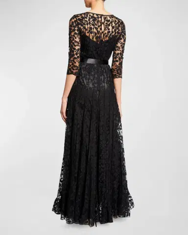 Rickie Freeman for Teri Jon 3/4-Sleeve Lace Overlay Gown | Thumbnail 2