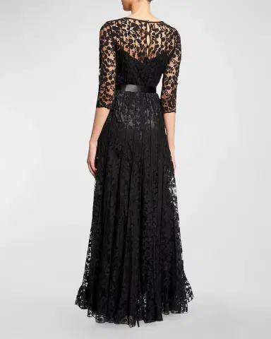 Rickie Freeman for Teri Jon 3/4-Sleeve Lace Overlay Gown | Thumbnail 3
