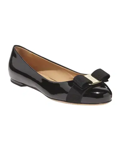 Ferragamo Varina Patent Leather Bow Ballerina Flats | Thumbnail 1