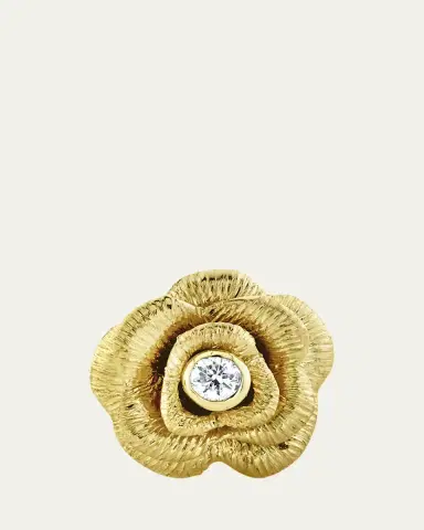 Sydney Evan 14k Diamond-Bezel Rose Stud Earring, Single | Thumbnail 2 Sydney Evan 14k Diamond-Bezel Rose Stud Earring, Single | Thumbnail 2