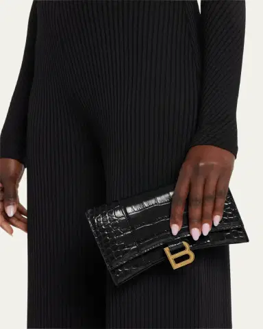 Balenciaga Hourglass Shiny Mock-Croc Chain Wallet | Thumbnail 2 Balenciaga Hourglass Shiny Mock-Croc Chain Wallet | Thumbnail 2