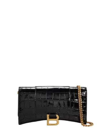 Balenciaga Hourglass Shiny Mock-Croc Chain Wallet | Thumbnail 1 Balenciaga Hourglass Shiny Mock-Croc Chain Wallet | Thumbnail 1