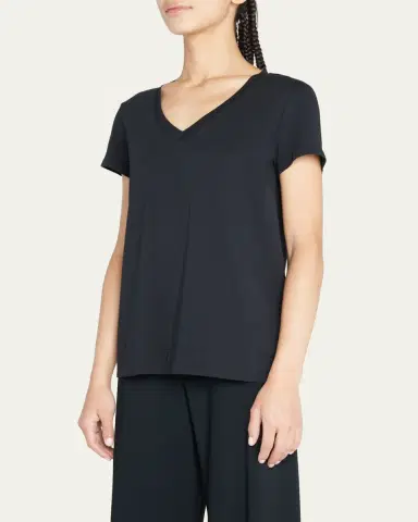 Lafayette 148 New York Modern V-Neck Short-Sleeve Cotton Jersey Tee | Thumbnail 4 Lafayette 148 New York Modern V-Neck Short-Sleeve Cotton Jersey Tee | Thumbnail 4