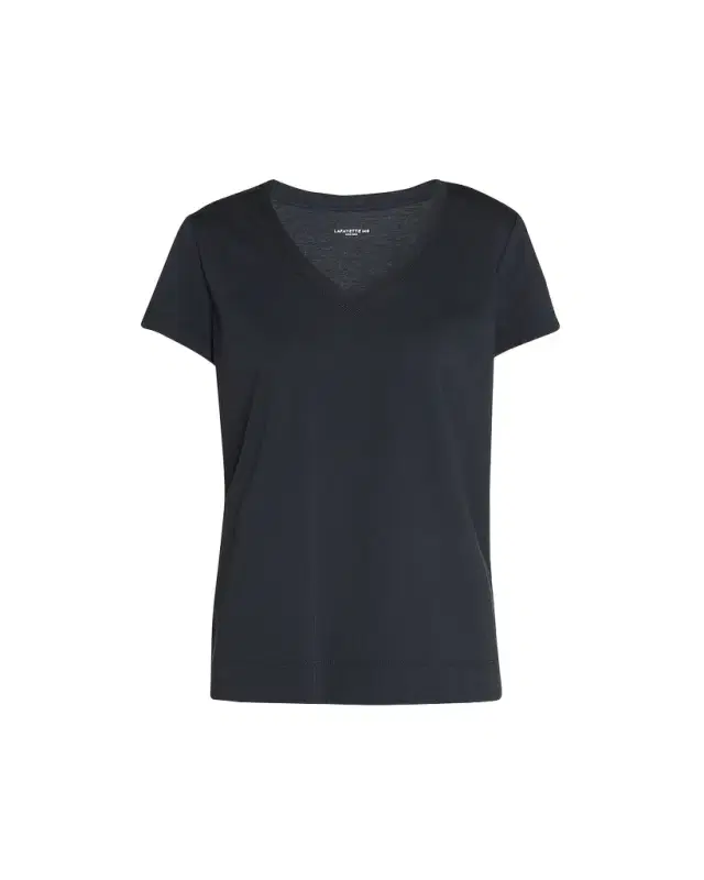 Lafayette 148 New York Modern V-Neck Short-Sleeve Cotton Jersey Tee