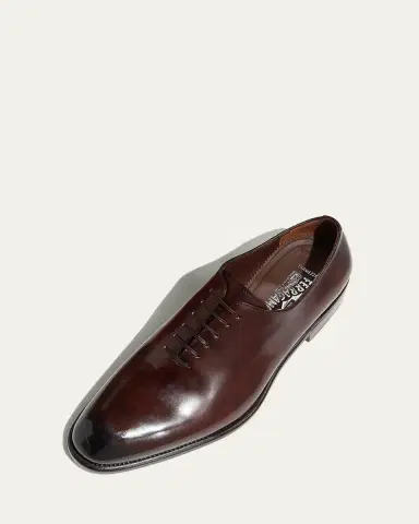 Ferragamo Men's Angiolo Tramezza Whole-Cut Leather Lace-Up Shoes | Thumbnail 4 Ferragamo Men's Angiolo Tramezza Whole-Cut Leather Lace-Up Shoes | Thumbnail 4