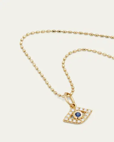 Sydney Evan 14k Gold Tiny Evil Eye Charm Necklace | Thumbnail 3