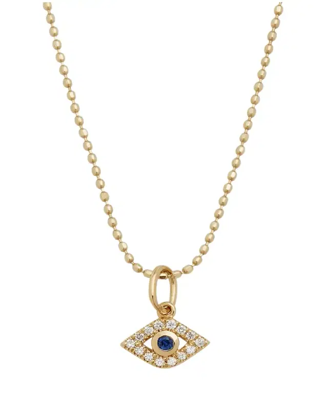 Sydney Evan 14k Gold Tiny Evil Eye Charm Necklace
