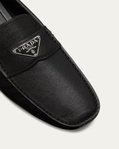 Prada Men's Triangle Logo Leather Drivers | Thumbnail 5 Prada Men's Triangle Logo Leather Drivers | Thumbnail 5