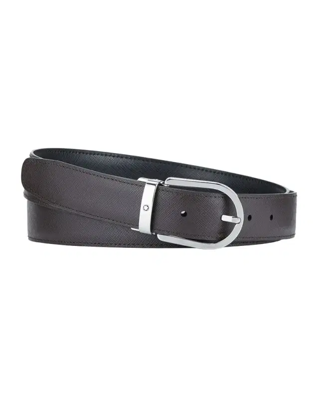 Montblanc Men 's Horseshoe-Buckle Reversible Leather Belt