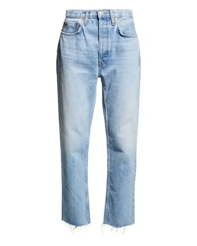 High-Rise Stovepipe Jeans with Raw-Edge Hem