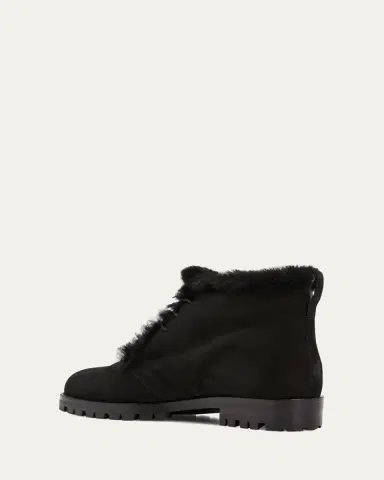 Manolo Blahnik Mircus Suede Shearling Lace-Up Booties | Thumbnail 2
