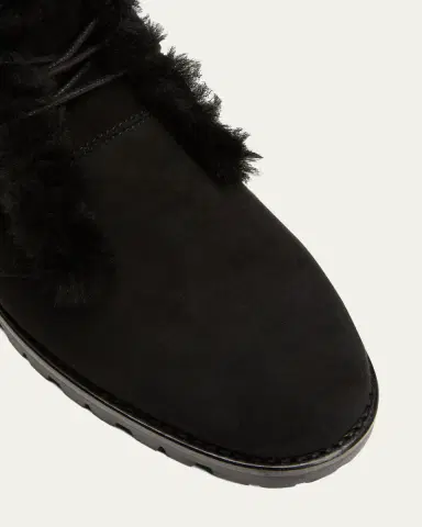 Manolo Blahnik Mircus Suede Shearling Lace-Up Booties | Thumbnail 3