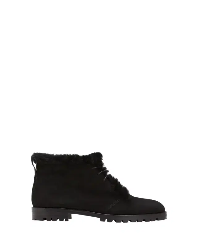 Mircus Suede Shearling Lace-Up Booties