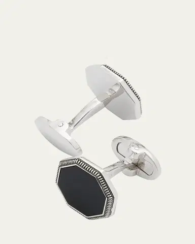 Jan Leslie Men's 925 Octagon Onyx Cufflinks | Thumbnail 4 Jan Leslie Men's 925 Octagon Onyx Cufflinks | Thumbnail 4