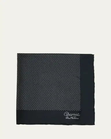 Charvet Men's Silk Dot-Print Pocket Square | Thumbnail 3