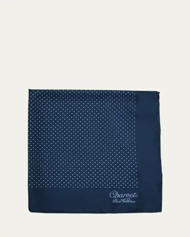 Charvet Men's Silk Dot-Print Pocket Square | Thumbnail 4